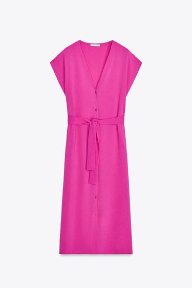 FLOWING DRESS WITH BELT - Fuchsia by Zara - Image 0