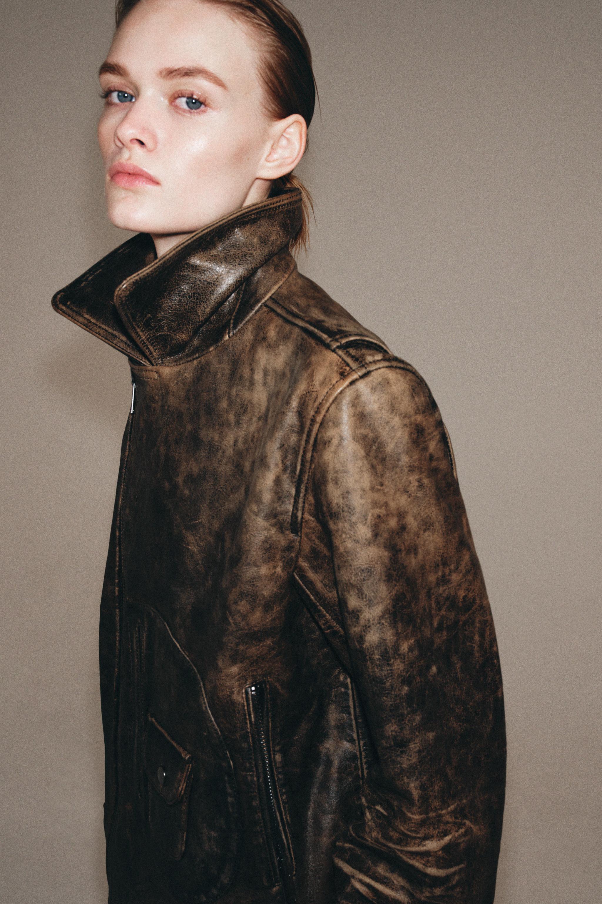 100% LEATHER BIKER JACKET ZW COLLECTION LIMITED EDITION