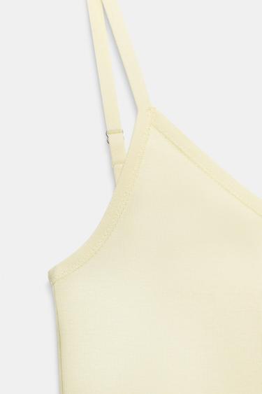 HAUT À BRETELLES EN COTON - Jaune pastel de Zara - Image 3