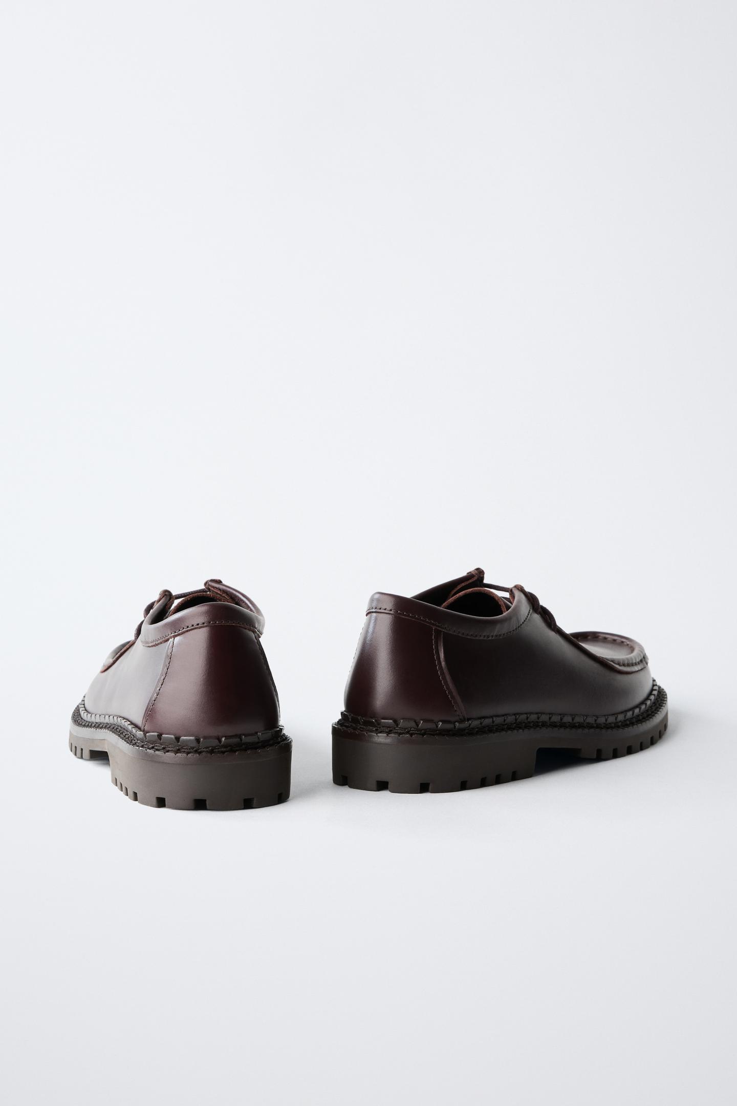 Детские туфли Zara Leather Wallabee, цвет: Тёмно-бордовый — фото 5