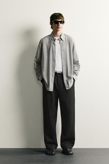 CAMISA REGULAR FIT ESTRUCTURA - Gris de Zara - Imagen 0