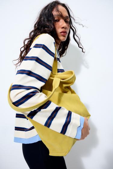 BOLSA TOTE BAG EM SUEDE - Amarelo-claro da Zara