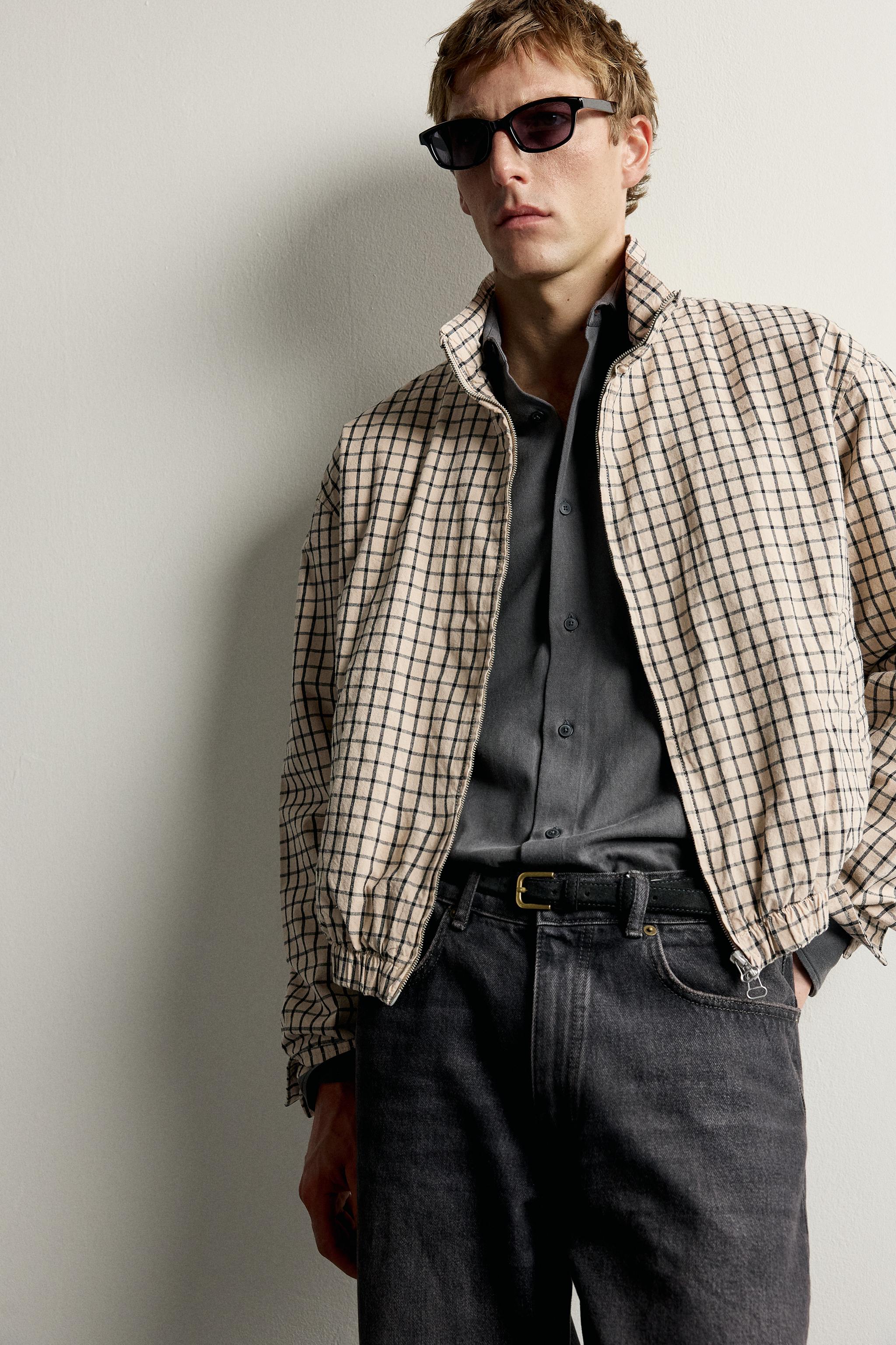 Мужские куртки Zara CHECKED CROPPED FIT JACKET — фото 6