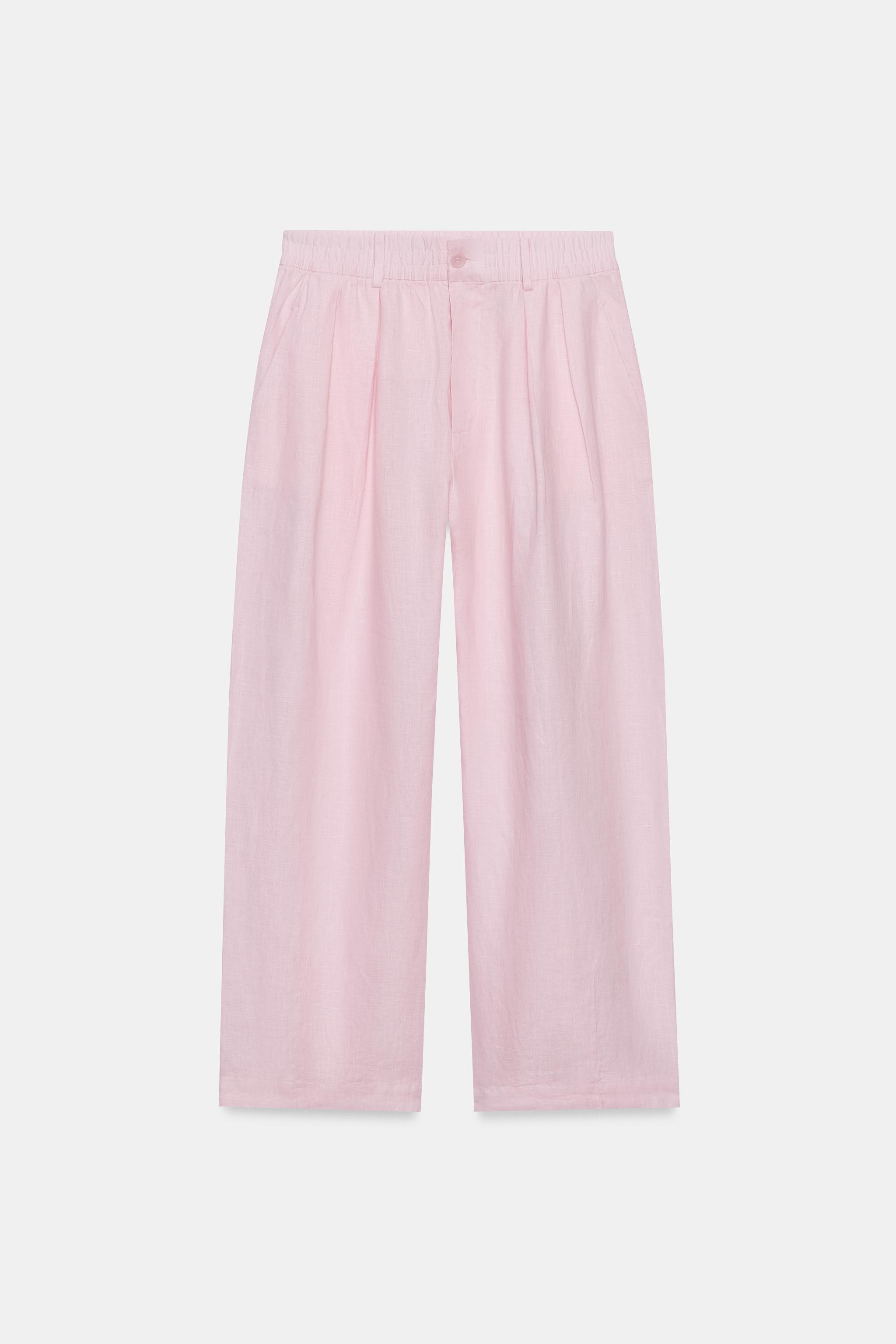 ZW COLLECTION 100% LINEN PLEATED PANTS - White | ZARA United States