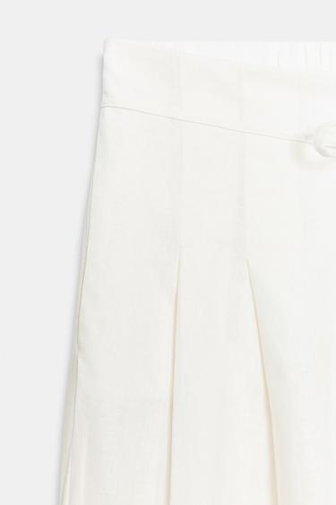 PANTALON LARGE À PINCES - Blanc cassé de Zara - Image 4
