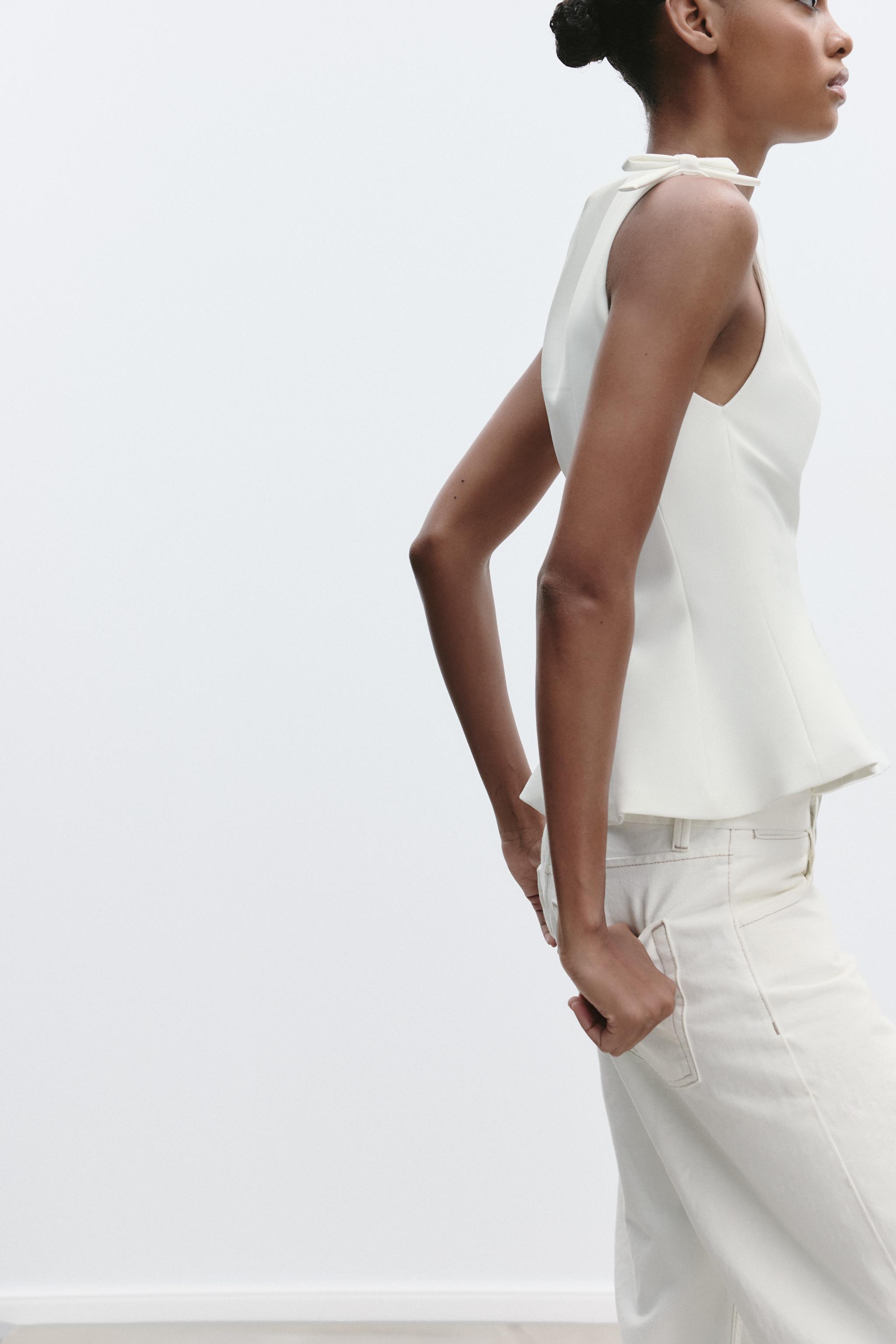 ペプラムリボン トップス - ブラック | ZARA Japan / 日本
