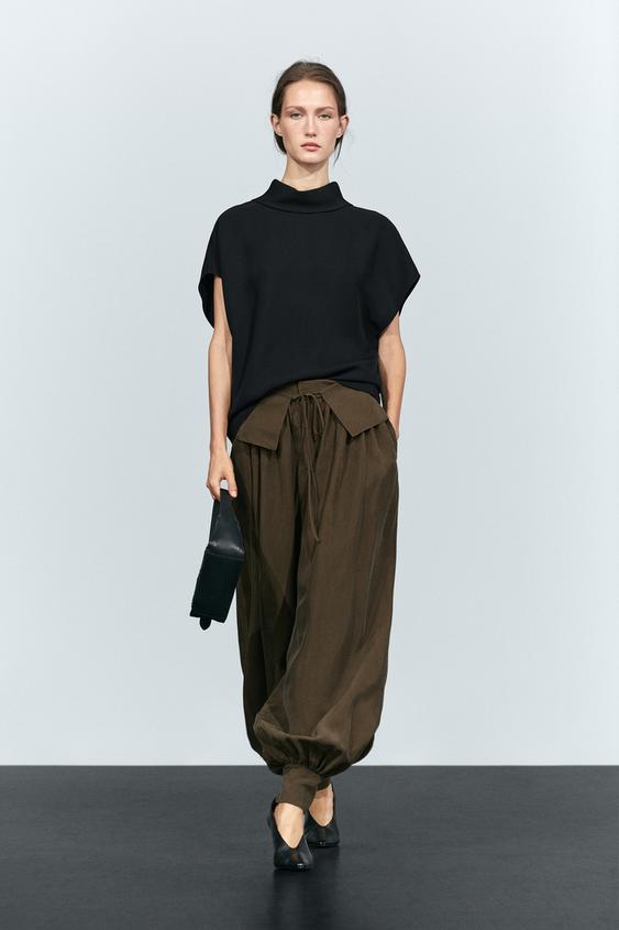 Top cuello vuelto manga sisa - Negro de Zara - Imagen 0