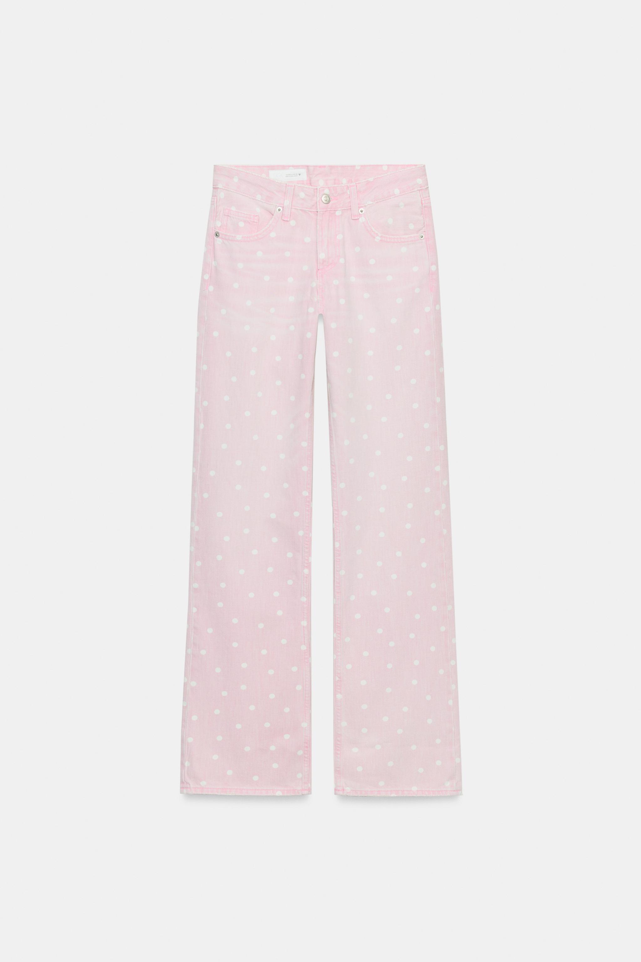 JEAN TRF WIDE LEG TAILLE BASSE POIS