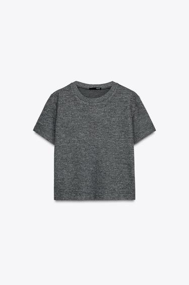 TOP SOFT MANGA CORTA - Gris de Zara