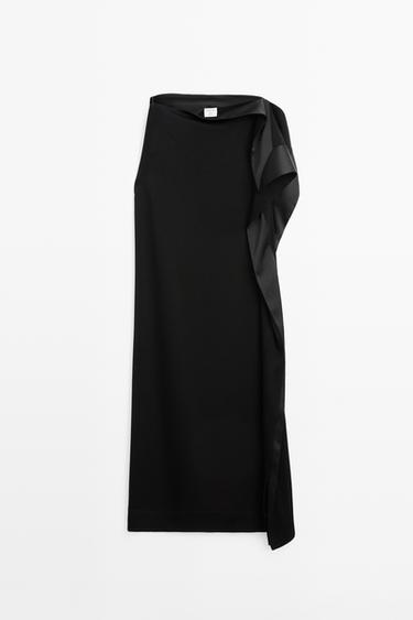 Robe fluide asymétrique à volant - STUDIO - Noir de Zara