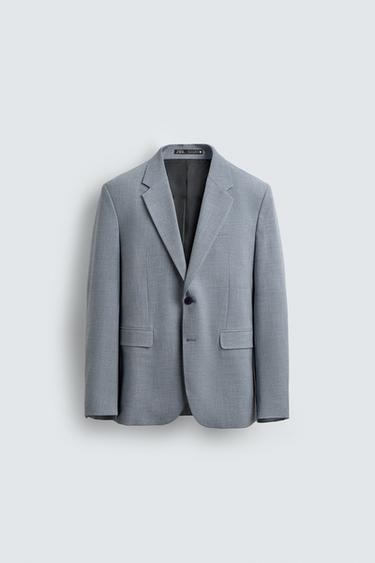Zara TEXTURED SUIT BLAZER - Sky blue