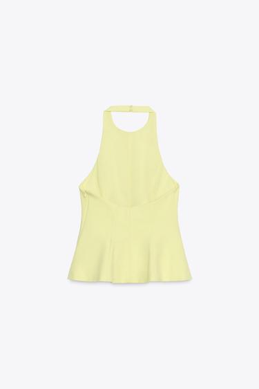 TOP ÉLASTIQUE PÉPLUM - Jaune citron de Zara - Image 4