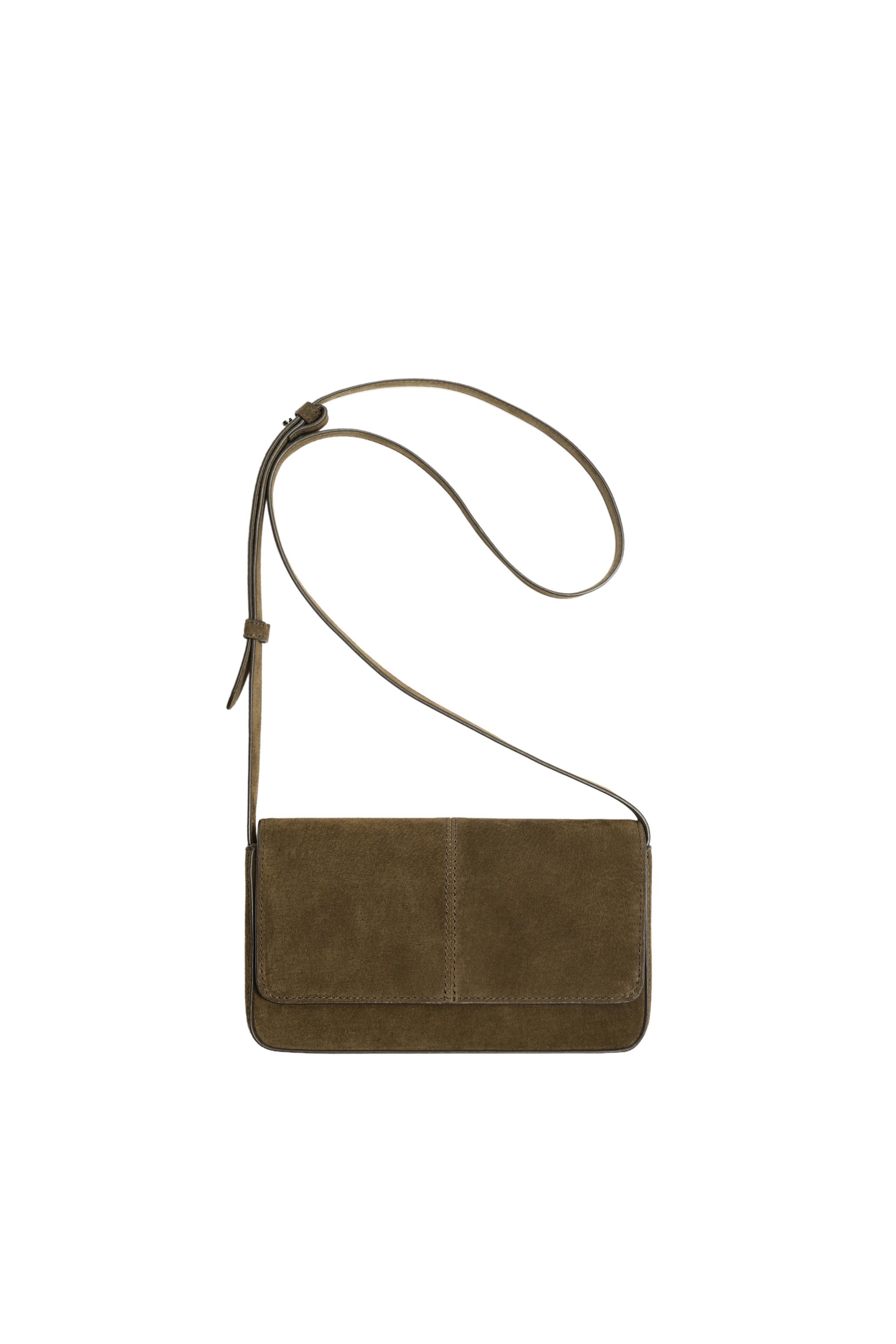 LEATHER CROSSBODY BAG - Khaki Green | ZARA United States