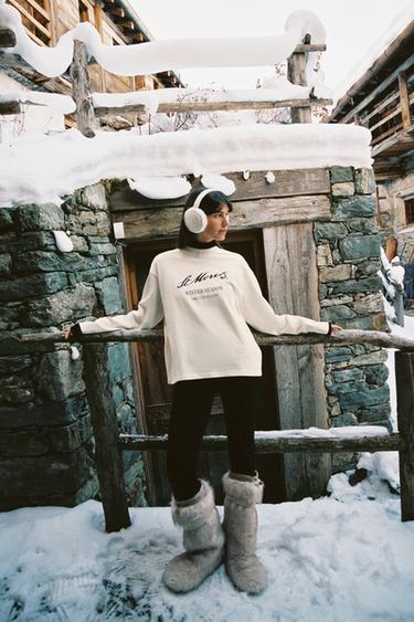 Zara ST. MORITZ® LONG SLEEVE T-SHIRT - Ecru - Image 0