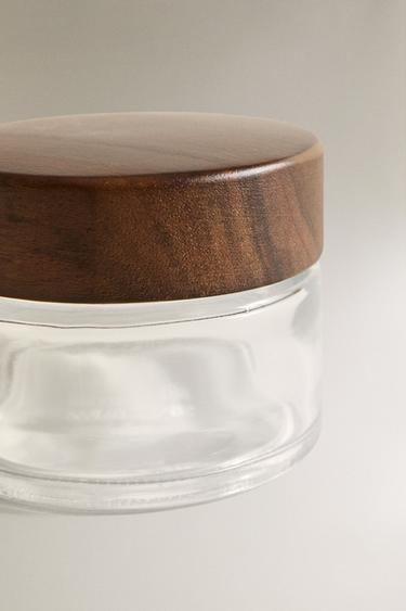 GLASS AND WOOD BATHROOM ORGANISER JAR - Transparent by Zara - Image 3