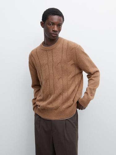 Zara Wool blend cable-knit sweater - Mid-camel