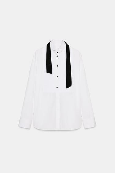 Zara ZW COLLECTION LIMITED EDITION TUXEDO SHIRT - White