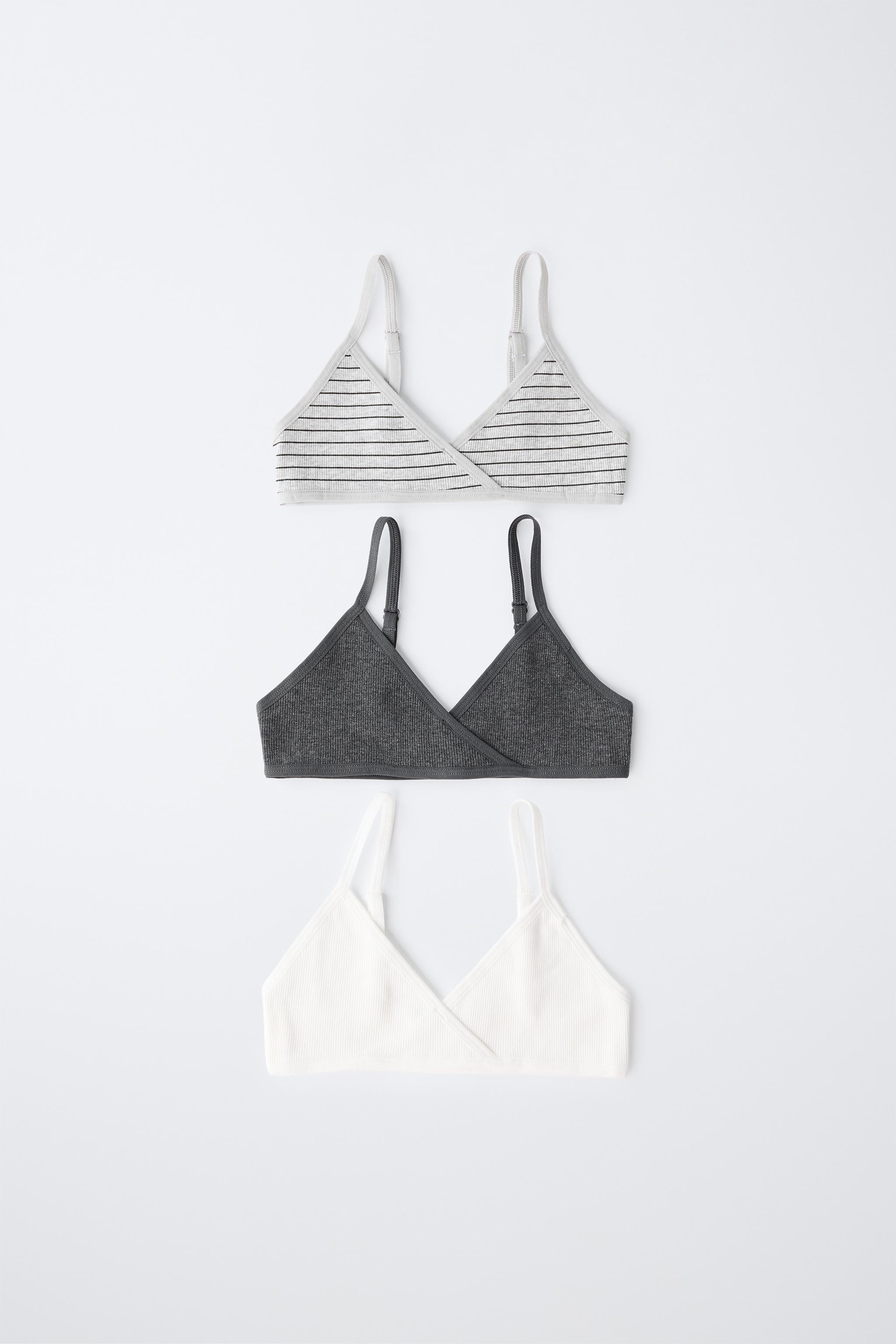 8-14 YEARS / PACK OF THREE RIBBED TOPS — White / Gray