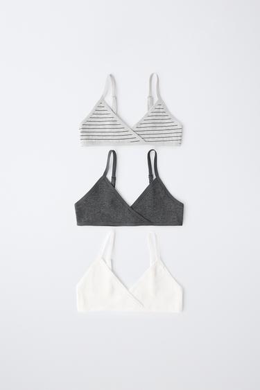 8-14 YEARS/ 3-PACK OF RIBBED TOPS - White / Grey by Zara