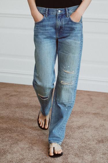 JEAN ZW COLLECTION DROIT TAILLE MOYENNE DÉCHIRÉ - Bleu de Zara - Image 3