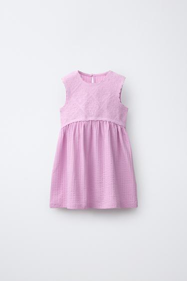 CONTRAST TEXTURED DRESS - Mauve by Zara