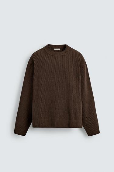 PULLOVER MIT CHENILLE-STRUKTURMUSTER - Braun von Zara