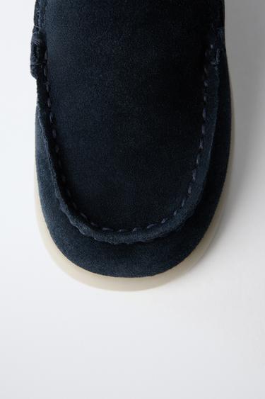 CHAUSSURES BATEAU EN CUIR - Bleu de Zara - Image 5