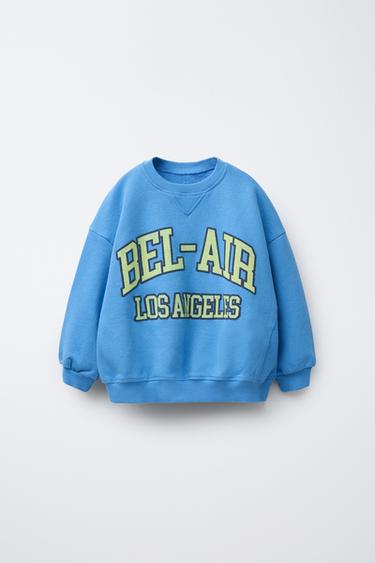 Zara RAISED TEXT SWEATSHIRT - Faded blue