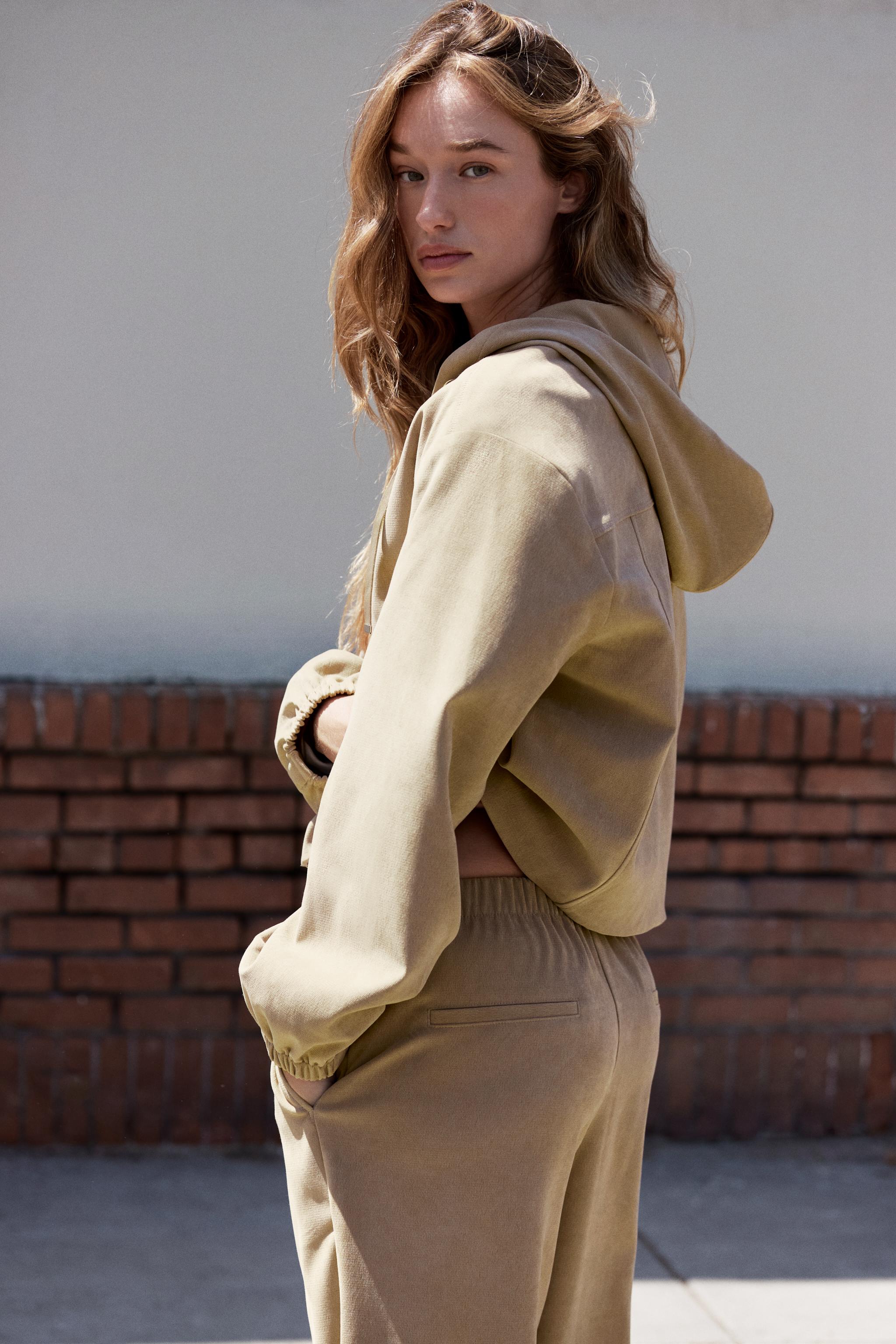 ELASTIC WAIST WIDE LEG TROUSERS