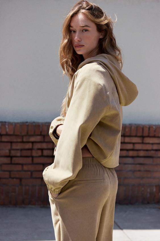 PANTALON LARGE À TAILLE ÉLASTIQUE - Camel clair de Zara - Image 3