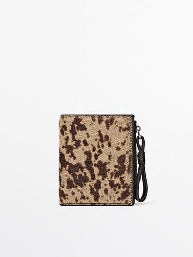 Zara Animal print hair on leather wallet - Butter - Image 0