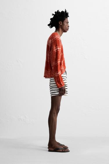 OTIS KWAME KYE QUAICOE PRINTED MID-LENGTH SWIMMING TRUNKS - Black / White by Zara - Image 3