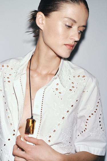 ZW COLLECTION EMBROIDERED SHIRT - Ecru by Zara - Image 5