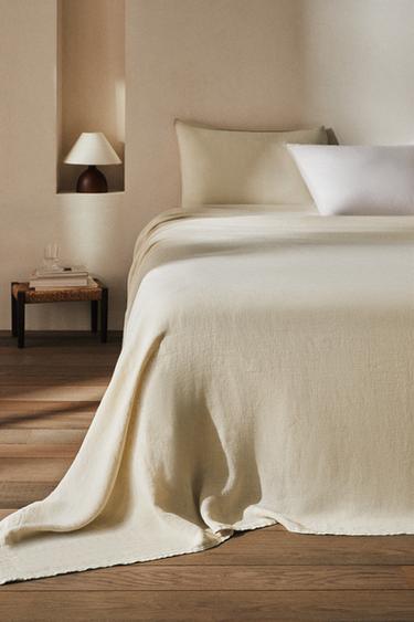Zara (400 GXM²) WASHED LINEN BEDSPREAD - Sand