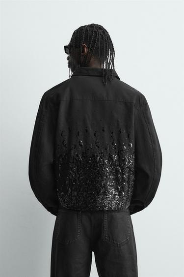 VESTE COURTE À PAILLETTES - Noir de Zara - Image 3
