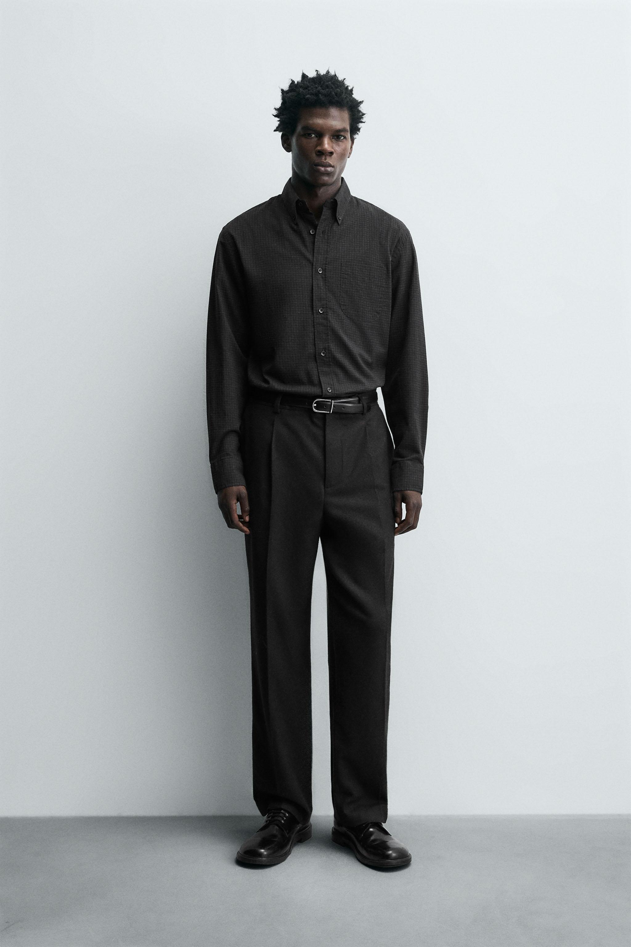 LIMITED EDITION RELAXED FIT CHECK SHIRT - Anthracite grey | ZARA