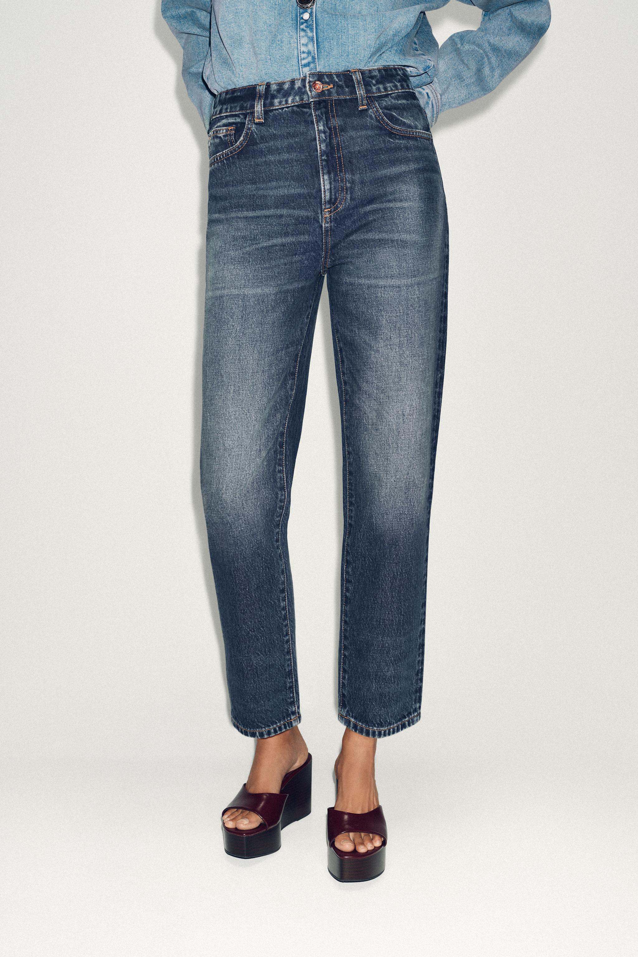 Z.05 RIGID HIGH-WAIST MOM JEANS - Blue | ZARA Singapore