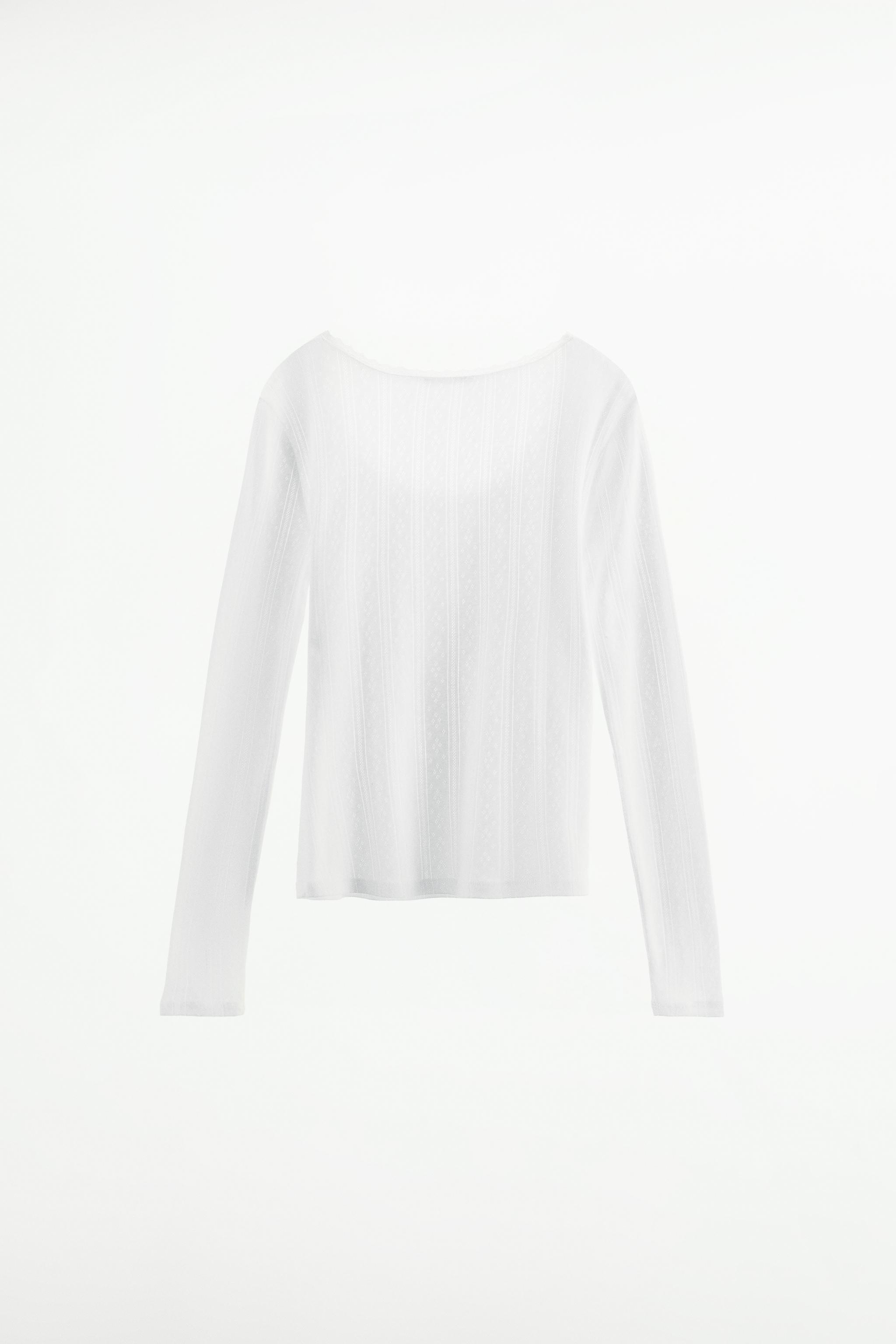 ZARA ポワンテルレースTシャツ 1223/911 レースTシャツ - ホワイト | ZARA Japan / 日本