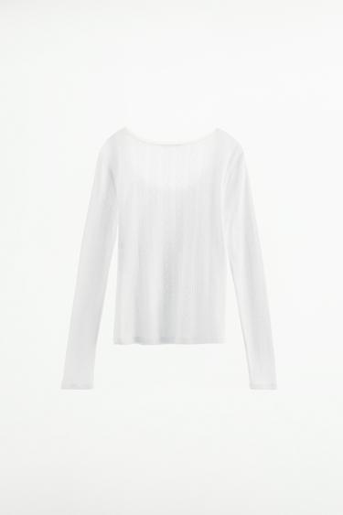 T-SHIRT DENTELLE POINTELLE - Blanc de Zara - Image 4