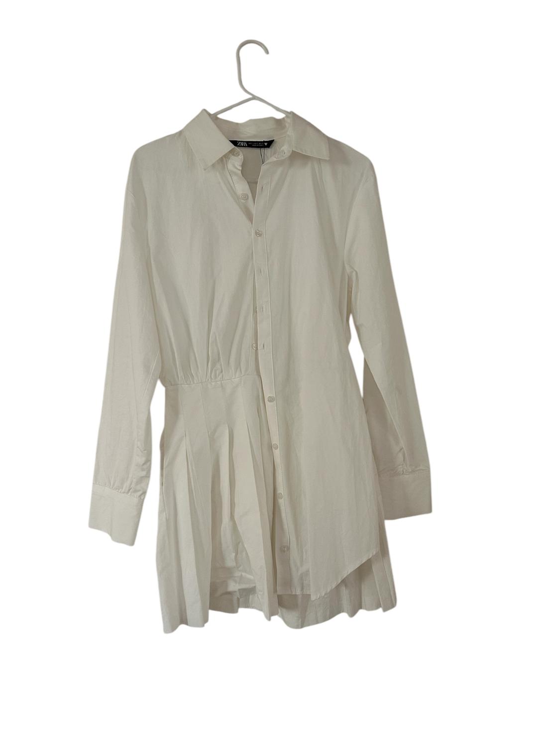 PLEATED SHIRT MINI DRESS - Image 2