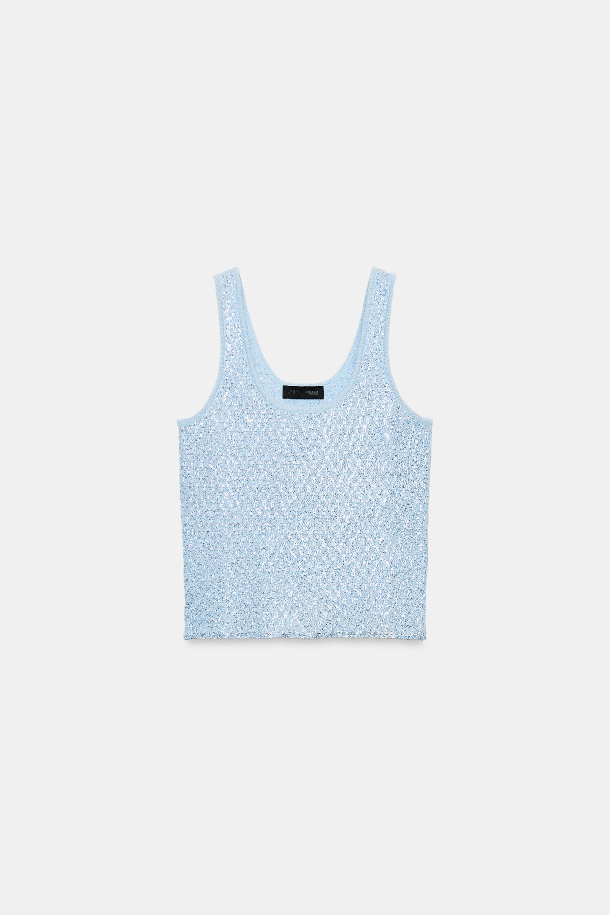 TOP EN MAILLE À PAILLETTES ET FIL MÉTALLISÉ