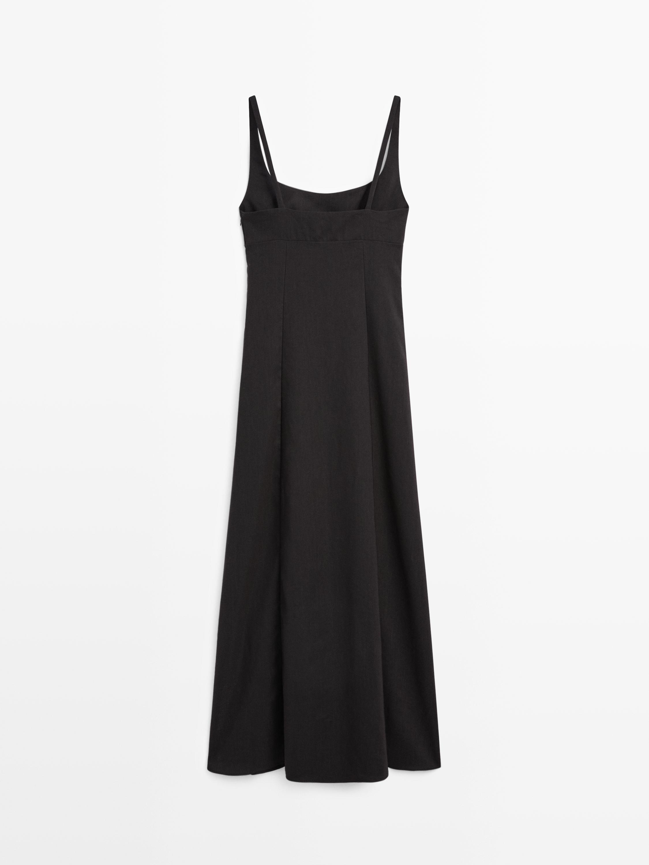 Strappy linen midi dress