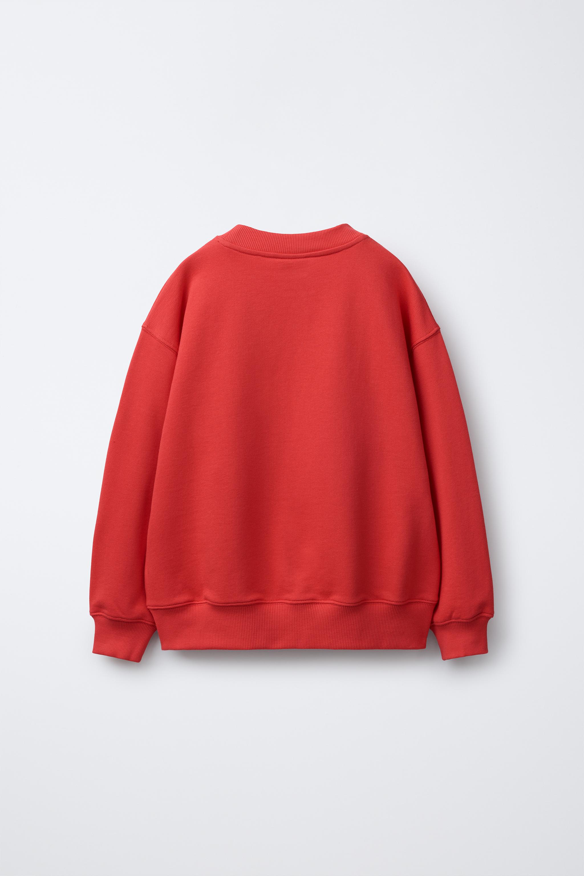 スペイン発送 ZARA ジッパーネックスウェットシャツ レッド 新作 ジップネックスウェットシャツ - レッド | ZARA Japan / 日本