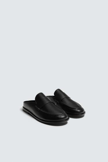 LEATHER MULE LOAFERS - Black by Zara