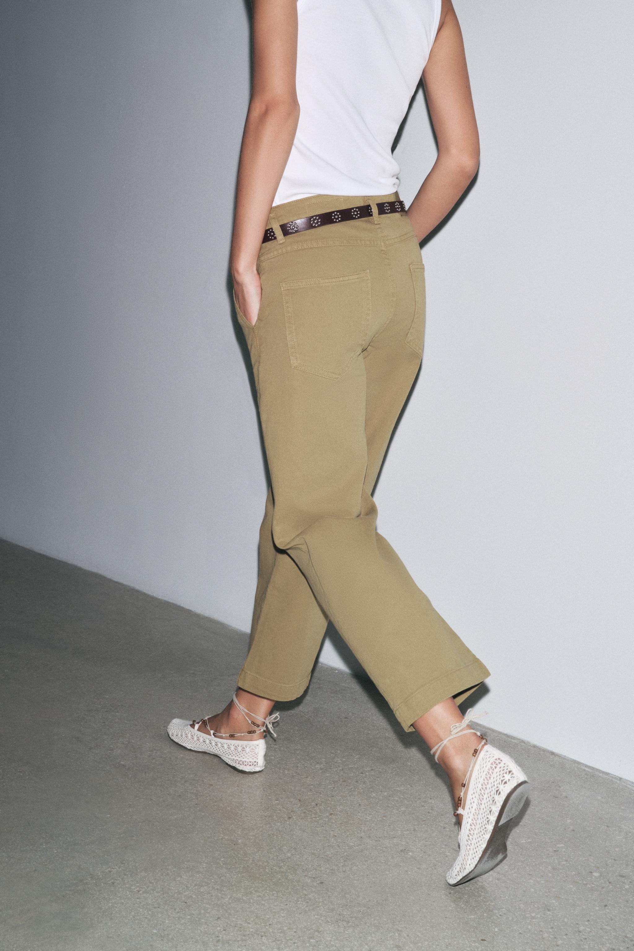 ZW COLLECTION CROPPED CHINO TROUSERS - Ecru | ZARA Turkey