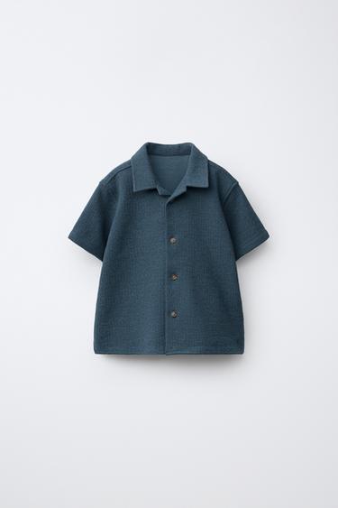 CAMISA TEXTURA LISA - Azul profundo de Zara