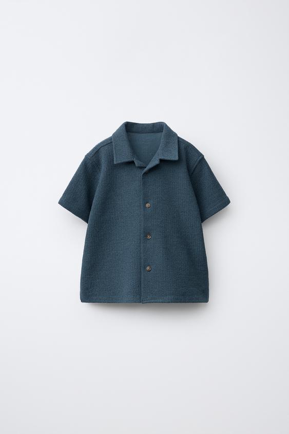 CAMISA TEXTURA LISA - Azul profundo de Zara - Imagen 0