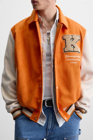 FAUX SUEDE PATCH JACKET - Orange by Zara - Image 5