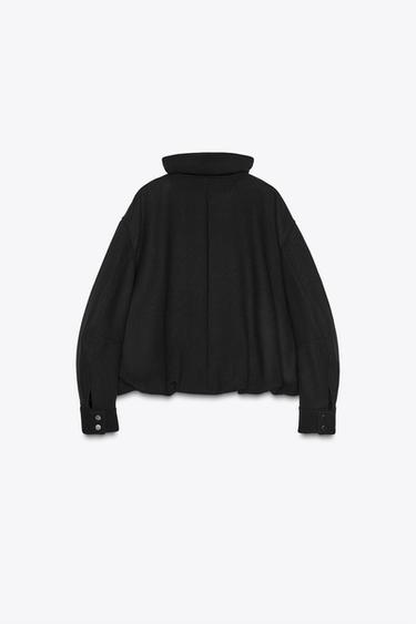MINIMAL WOOL BOMBER JACKET ZW COLLECTION - Black by Zara - Image 4