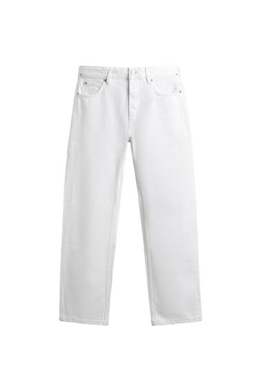 جينز بقصة عادية - أبيض الخاص بـ Zara